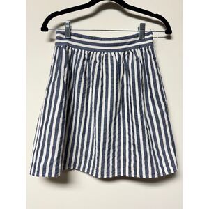 ALICE + OLIVIA Wool/Cotton/Linen Navy/White Striped Mini Skirt, Sz 2